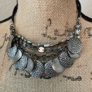 Silver, black necklace